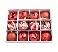 Colección de doce piezas de adornos de bolas festivas de seis centímetros cada uno (rojo)
