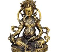 Colección de esculturas de mesa, adornos de regalo artístico, estatuas, esculturas, estatuas, adornos, esculturas, budismo chino, latón, serpiente, amarillo, Jambhala, Buda