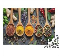 Colección de Especias y Hierbas. Especias Coloridas en cucharas de Madera. Rompecabezas de 1000 Piezas. Actividad Divertida para Adultos y niños en días de Lluvia. 52 x 38 cm / 1000 Piezas.