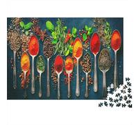 Colección de Especias y Hierbas. Hierbas y Especias Coloridas en cucharas. Rompecabezas de 1000 Piezas para Adultos. El desafío Imposible. Divertido Regalo. 70 x 50 cm / 1000 Piezas.