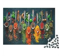 Colección de Especias y Hierbas, Rompecabezas de 1000 Piezas: Especias en cucharas. Juego Educativo para Adultos. Decoración del hogar. Difícil. Regalo de cumpleaños. 52 x 38 cm / 1000 Piezas.
