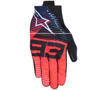 Colección de guantes de moto Alpinestars Reef V2 MM93 en rojo fluorescente, azul y blanco. S