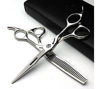 Colección de herramientas profesionales de estilismo de peluqueros en el estudio de peluquería 440c de Japón moda 6 'tijeras de corte de pelo y tijeras eficientes (6 pulgadas y 2 piezas-A)