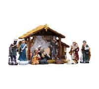 Colección de la Natividad de Belén - Esculturas del nacimiento de Jesús de doce piezas, estatuas de personajes de resina duradera, exhibición tradicional del pueblo de Navidad | Decoraciones navideñas
