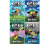 Colección de la serie Cat Kid Comic Club, 4 libros establecidos por Dav Pilkey (Cat Kid Comic Club, Perspectivas, A propósito, Colaboraciones)