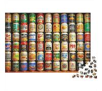Colección de latas de Alimentos Vintage Puzzle de 1000 Piezas Puzzle para Adultos Papel Escena Colorida de estantería Relajación Familiar Decoración del Hogar Concentración Regalo 38x26cm/1000pcs