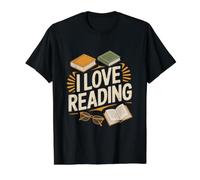 Colección de lectores para Amantes de los Libros I Love Reading Camiseta gráfica económica, Hombre, Negro, L