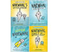 Colección de libros 1 a 4 de la serie Narwhal and Jelly de Ben Clanton (Unicorn of the Sea, Super Narwhal and Jelly Jolt, Peanut Butter and Jelly & Narwhal's Otter Friend)