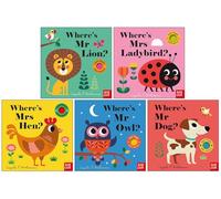 Colección de libros de la serie 5 de Felt Flaps de Ingela P Arrhenius (¿Dónde está el señor León?, ¿Dónde está la señora Mariquita?, ¿Dónde está la señora Gallina?, ¿Dónde está el señor Búho?, ¿Dónde