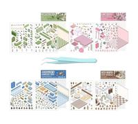 Colección De Pegatinas Miniaturas - Pegatinas Decorativas Para Scrapbooking Crea Tus Propias Pegatinas De Escenario | Pegatinas Miniaturas De Decoración Del Hogar De Dibujos Animados, Pegatina