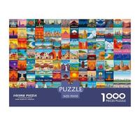 Colección de Puzzles Colorida Paisajes del Mundo Puzzle de 1000 Piezas Papel Puzzle para Adultos Relajación Familia 70x50cm/1000pcs