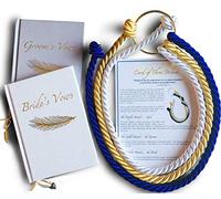 Colección de regalo de ceremonia de boda, juego de cordón de tres hebras con tarjeta de ceremonia y elegantes libros de votos de boda para novia y novio; cordón de boda, nudo de boda