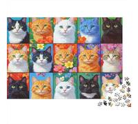 Colección de Retratos de Gato Puzzle Imposible,desafío para Adultos Animales Juego Educativo 1000 Piezas Obra De Arte De Juego De para Adultos Y Niños A Partir De 12 Años 70x50cm/1000pcs