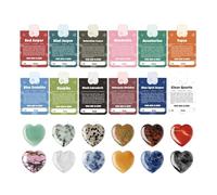 Colección de Roca para niños - Cristales de corazón con Tarjetas, Juego de Falda portátil, de Recuerdos, Herramientas de geología, Herramientas de geología, Aprendizaje de niños, Padres, Familia