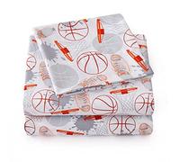 Colección de sábanas de 1500 Supreme para niños, divertidos y coloridos y cómodos, para niños y niñas, con bolsillo profundo, sin arrugas, suave y acogedora, tamaño individual, diseño de baloncesto