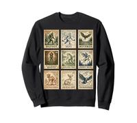 Colección de Sellos Cryptid Bigfoot Yeti Mothman Vintage Sudadera