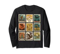 Colección de Sellos Cryptid Retro Bigfoot Yeti Mothman Manga Larga