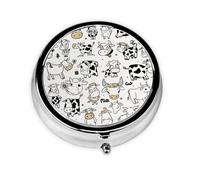 Colección de vacas, Pastillero, Pastillero redondo Pequeño contenedor de pastillas Organizador de pastillas de viaje