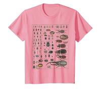 Colección Insectos Especies Bichos Gráfico Entomología Camiseta, Niños, Rosado, 10 años