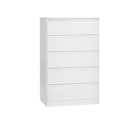 Colección Kailyn - Cómoda de 5 Cajones 40 x 60 x 97,4 cm Blanco Nieve
