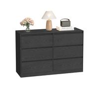 Colección Kailyn - Cómoda de 6 Cajones 40 x 119,4 x 75 cm Negro Ébano