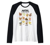Colección Kawaii Moths of The World Arte Lindo De La Polilla Camiseta Manga Raglan