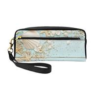 Colección Mar Concha Playa Vintage Boho, Bolsa de Maquillaje Bolsa de cosméticos Bolsa de Aseo de Viaje portátil Estuche de Cuero para Mujeres y niñas