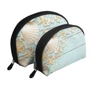 Colección Mar Concha Playa Vintage, Bolsa de Maquillaje de Concha, Monedero pequeño para Mujer, Bolsa de artículos de tocador, Bolsa de cosméticos, 2 Piezas