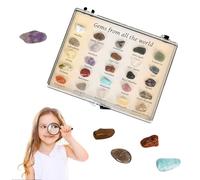 Colección Rock - Kit Portátil De Muestras De Minerales Naturales | Material De Piedra Natural, Mixtas, Piedras Preciosas Pulidas, Crudas, Educativas, Juego De Exhibición Duradero | Educación Apr