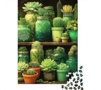 Colección Suculenta Verde Set De 1000 Piezas Papel Reciclado Puzzle Familiar Actividad De Vinculación Familiar Horas De Entretenimiento Ocio Casa 38x26cm/1000pcs