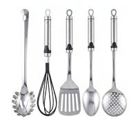 Colección Utensilios de cocina Expert: Set de 5 Utensilios de cocina en Acero inoxidable -Batidor, Rasera, Cuchara, Espátula y Servidor de pasta- Resistentes y duraderos EXPERT San Ignacio
