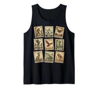 Colección Vintage Cryptid Stamp Bigfoot Yeti Mothman Camiseta sin Mangas