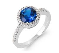 Colección ZANZYBAR - Anillo de plata solitaria con piedras azules zafiros Clarisse Talla - 60
