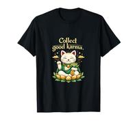 Colecciona Good Karma Lucky Cat Lotus Chill Vibes Art Camiseta