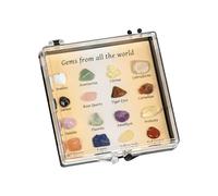 Colecciones de Rock para Les - Kit de piedras preciosas, conjunto de muestras minerales | 16pcs 25pcs rocas educativas con etiquetas de identificación, colección de piedras prec