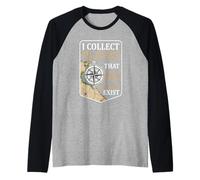 Colecciono Lugares Que ya no existen Mapa de brújula Vintage Camiseta Manga Raglan