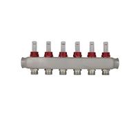 Colector calefaccion 2 3 4 5 6 7 8 9 10 11 12 salidas con caudalimetro suelo radiante piso distribuidor calefacción para tubo multicapa radiadores (6 salidas)