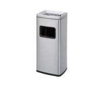 Colector comercial de colillas de acero inoxidable para zonas de fumadores, vestíbulo y escaleras, diseño de ternera, color negro y plateado