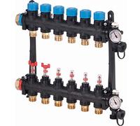 Colector con caudalímetro FM Vario M 5xG3/4"Euro, conexión derecha o izquierda G1 con junta de estanqueidad, separación circuitos de 50 milímetros, color negro (referencia 1085947)