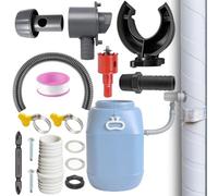 Colector de agua de lluvia, juego de relleno para barriles de lluvia, juego de conectores para bajante de 70 - 110 mm, juego de desviador de tubo de bajada con manguera de 1 m, broca de corona de 45