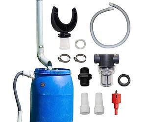 colector de Agua, Kit Recogida Aguas pluviales, Colector de Lluvia de PVC y Caucho, el colector de Lluvia es Duradero, Juego de conexión de Barril de Lluvia para techos de hasta 80 m²