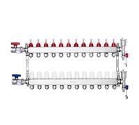 Colector de calor radiante de 12 derivaciones VEVOR, colector de tubería PEX de 1/2", colector PEX de acero inoxidable para calefacción por suelo radiante hidrónico, kit de colector PEX de calor radia