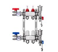 VEVOR Colector de Calor Radiante de 2 Derivaciones, Colector de Tubería PEX de Acero Inoxidable SUS304 para Calefacción por Suelo Radiante Hidrónico, con Adaptadores, 290 x 370 x 110 mm, 0-5 L/min