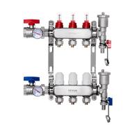 Colector de calor radiante de 3 derivaciones VEVOR, colector de tubería PEX de 1/2", colector PEX de acero inoxidable para calefacción por suelo radiante hidrónico, kit de colector PEX de calor radian