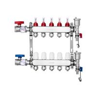 Colector de calor radiante de 5 derivaciones VEVOR, colector de tubería PEX de 1/2", colector PEX de acero inoxidable para calefacción por suelo radiante hidrónico, kit de colector PEX de calor radian