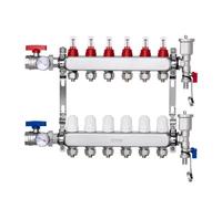 Colector de calor radiante de 6 derivaciones VEVOR, colector de tubería PEX de 1/2", colector PEX de acero inoxidable para calefacción por suelo radiante hidrónico, kit de colector PEX de calor radian