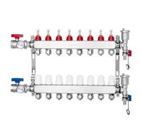 Colector de calor radiante de 8 derivaciones VEVOR, colector de tubería PEX de 1/2", colector PEX de acero inoxidable para calefacción por suelo radiante hidrónico, kit de colector PEX de calor radian