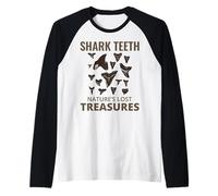 Colector de Dientes de tiburón fósiles Caza paleontología Megalodon Camiseta Manga Raglan