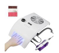Colector de polvo, 140W multifunción 3 en 1 con 80W VU secador de uñas LED 30000Rpm taladro y aspiradora 40W for herramienta manicura(140W 3in1)