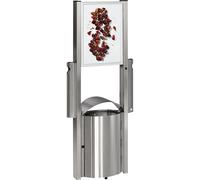Colector de residuos con cenicero y superficie publicitaria VAR, capacidad 50 l, H x A x P 1800 x 710 x 350 mm